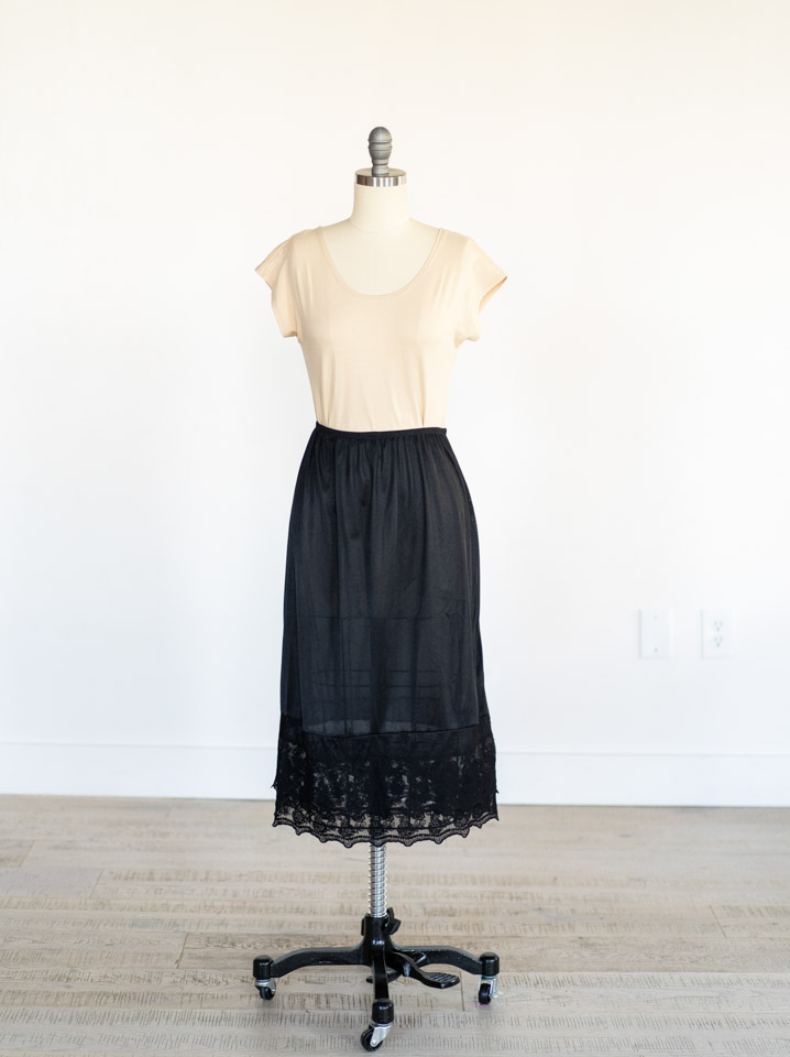 Antique Black Lace Hem Skirt Extender