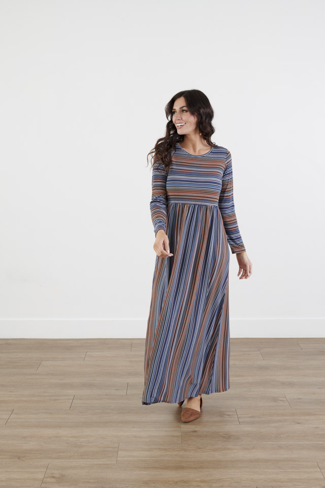long sleeve a line maxi dress
