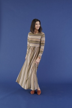 long sleeve a line maxi dress