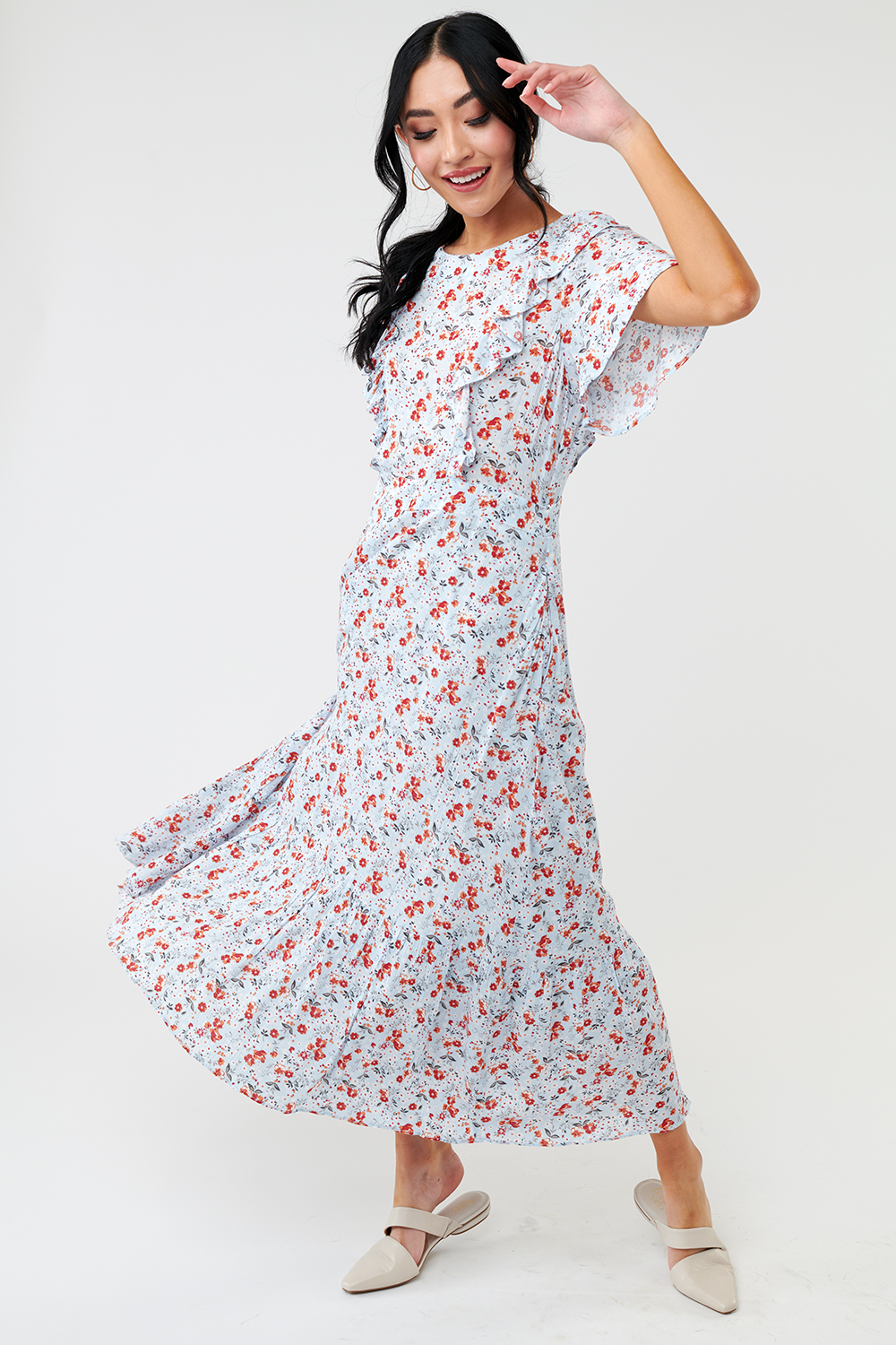 Shoulder Ruffle Maxi Dress | Sweet Salt Clothing