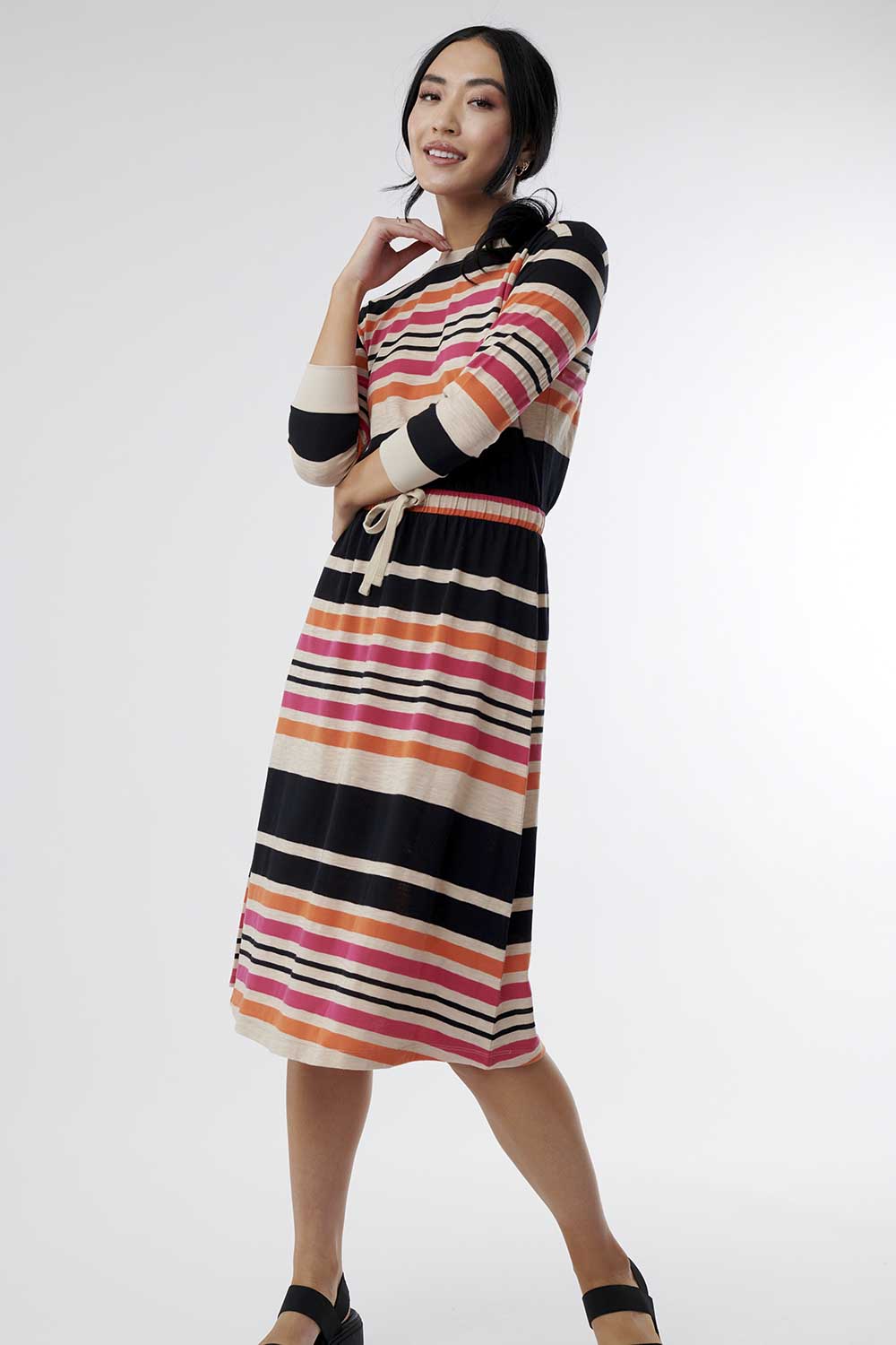 3/4 Sleeve Drawstring Waist Dress | Sweet Salt Modest Clothing