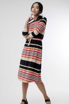 3/4 Sleeve Drawstring Waist Dress