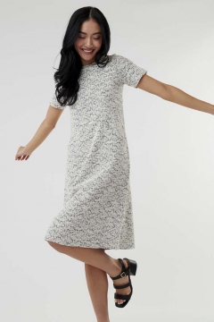 womens gray short sleeve front pockets dress