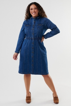 womens denim button down modest dress