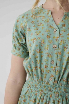 Elastic Waist Puff Sleeve Dress
