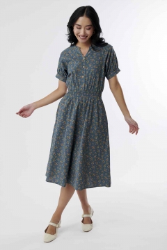 Elastic Waist Puff Sleeve Dress