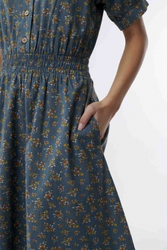 Elastic Waist Puff Sleeve Dress
