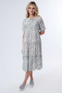 Ruffle Tiered Tie Neck Dress