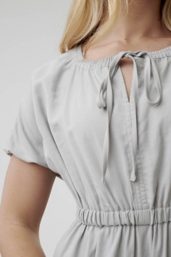 womens gray elastic waist dolman sleeve dress