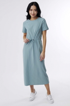 Short Sleeve Waist Tie Knit Dress