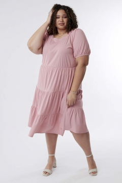 Cuffed Sleeve Knit Tiered Dress