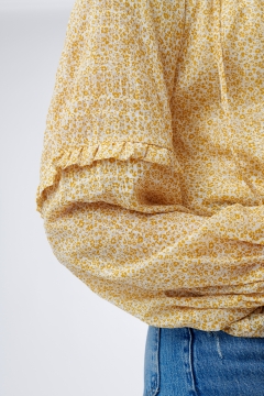 Daisy - Top Ruffle Yoke Long Sleeve Neck Tie