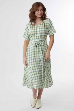 Dress V Neck Dolman Sleeve Waist Tie