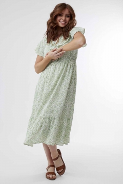 Dress Ruffle V Neck Short Sleeve
