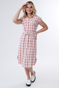 Dress Button Up Collar Waist Tie