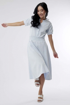 Dress Elastic Waist Puff Sleeve