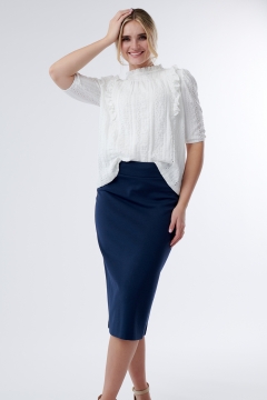 Top Ruffle Neck 3/4 Sleeve