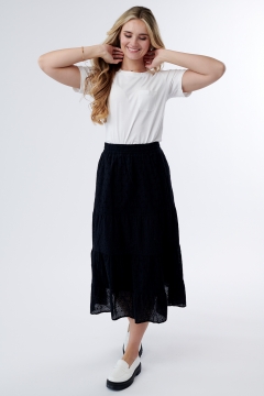 Skirt Eyelet Tiered Midi