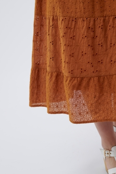 Skirt Eyelet Tiered Midi