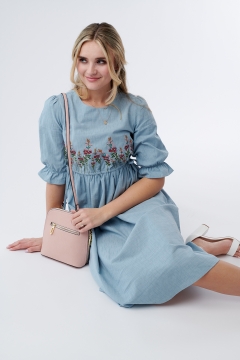 Dress Side Waist Tie Embroidery