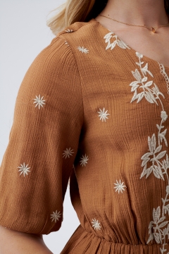 V Neck Embroidered Dress