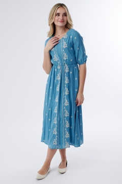 V Neck Embroidered Dress
