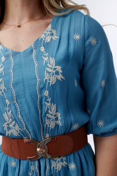 V Neck Embroidered Dress
