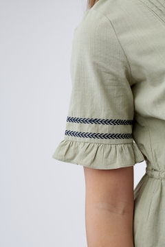Dress Pin Tuck Top Drawstring Waist