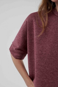 womens red cuffed dolman sleeve top