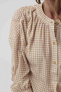 womens yellow long sleeve buttons top