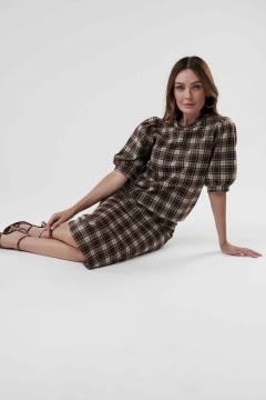 womens brown plaid pencil skirt