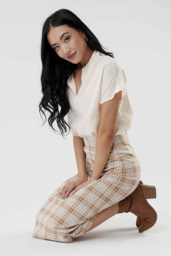 womens tan plaid pencil skirt