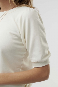 womens gray puff sleeve top