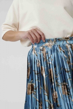 womens teal and brown shiny pleated skirt