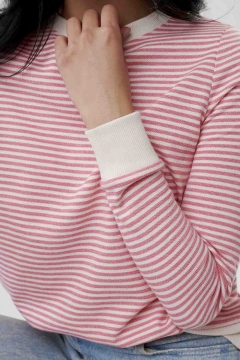 womens pink stripe pullover top