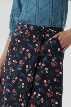 womens black floral true wrap skirt