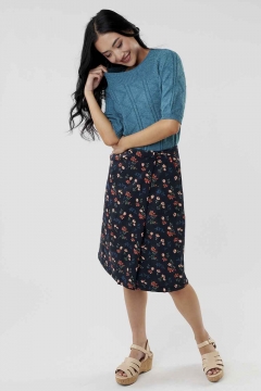 womens black floral true wrap skirt
