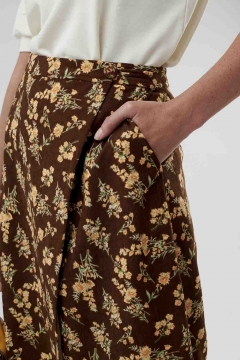 womens brown floral true wrap skirt