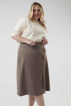 womens brown wrap midi pencil skirt