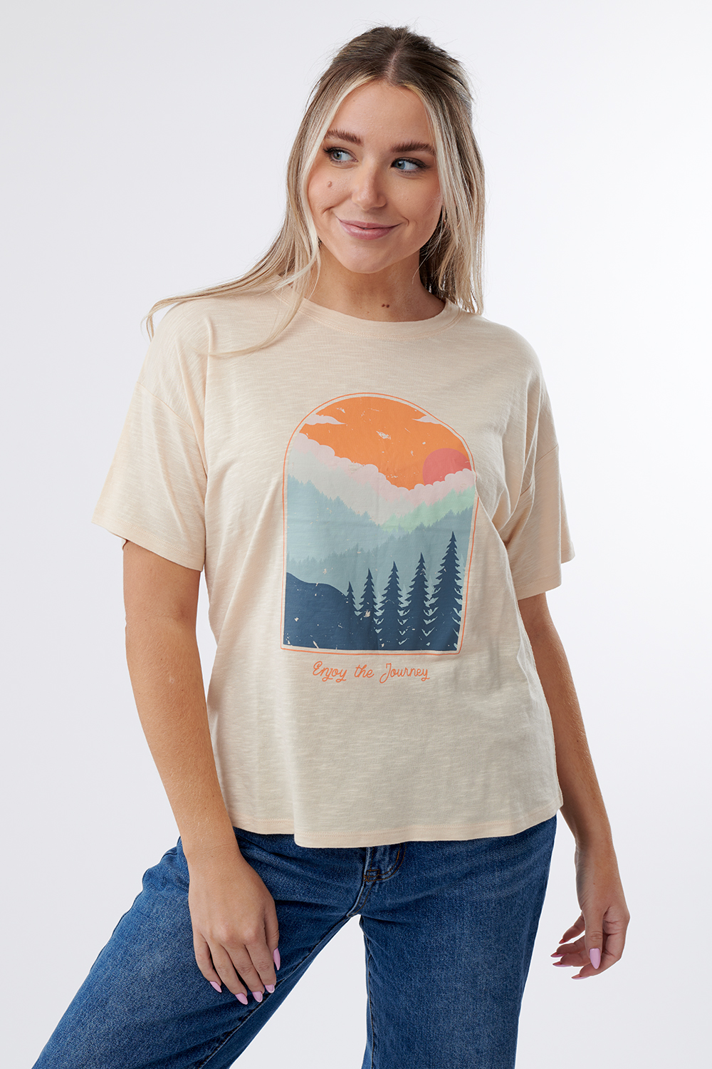 Graphic Tee Peach Enjoy The Journey | Sweet Salt Modest Clothing