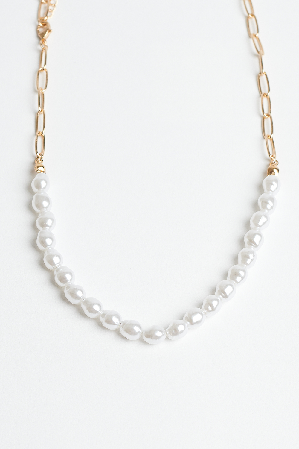 Necklace Gold Half Chain Pearl