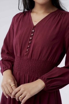 Chloe -  Dress V-Neck Puffed Long Sleeve