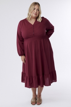 Chloe -  Dress V-Neck Puffed Long Sleeve