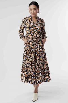 Adeline - Dress Mandarin Collar Tiered