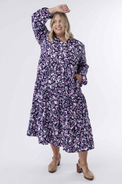 Adeline - Dress Mandarin Collar Tiered