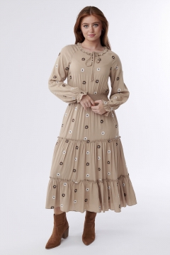 Caroline - Dress Tie Neck Smocking Waist