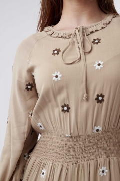 Caroline - Dress Tie Neck Smocking Waist