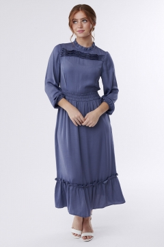Victoria - Dress Pin Tuck Yoke Ruffle Detail