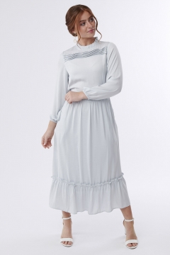 Victoria - Dress Pin Tuck Yoke Ruffle Detail