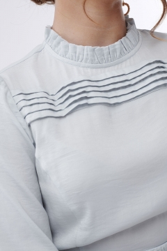 Victoria - Dress Pin Tuck Yoke Ruffle Detail